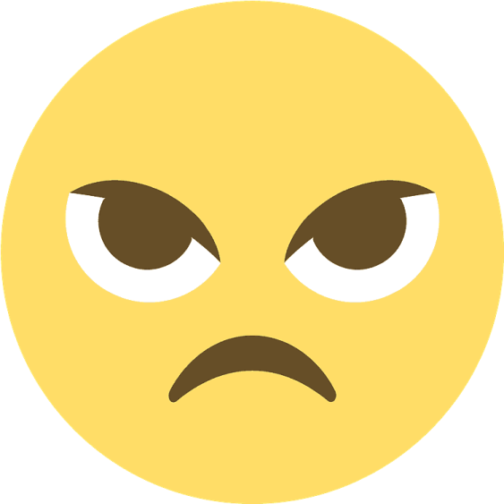 a yellow smiley face with an angry expression