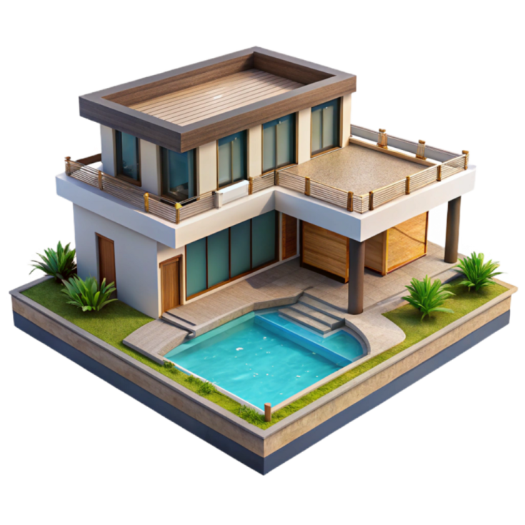 a 3d rendering of a modern house
