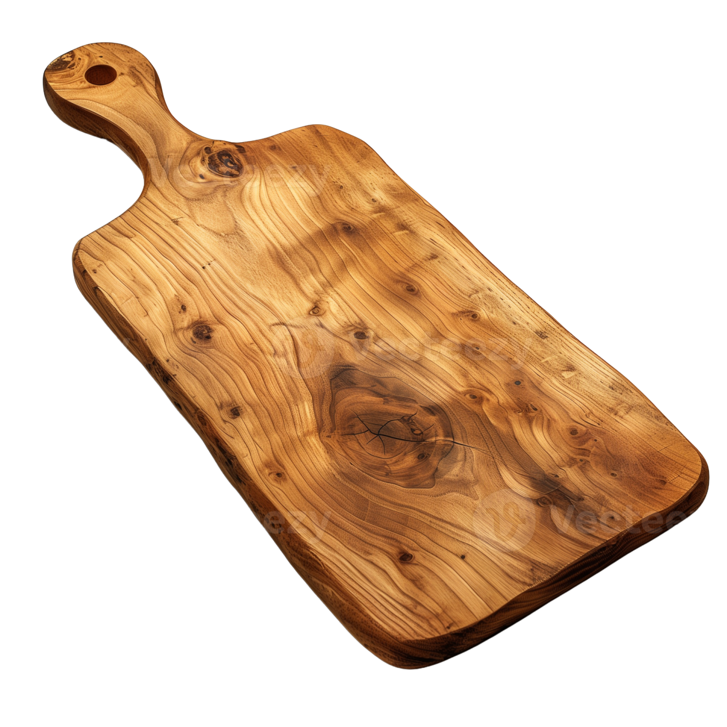 a wooden cutting board on white background