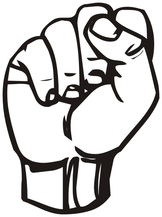 a black and white drawing of a fist