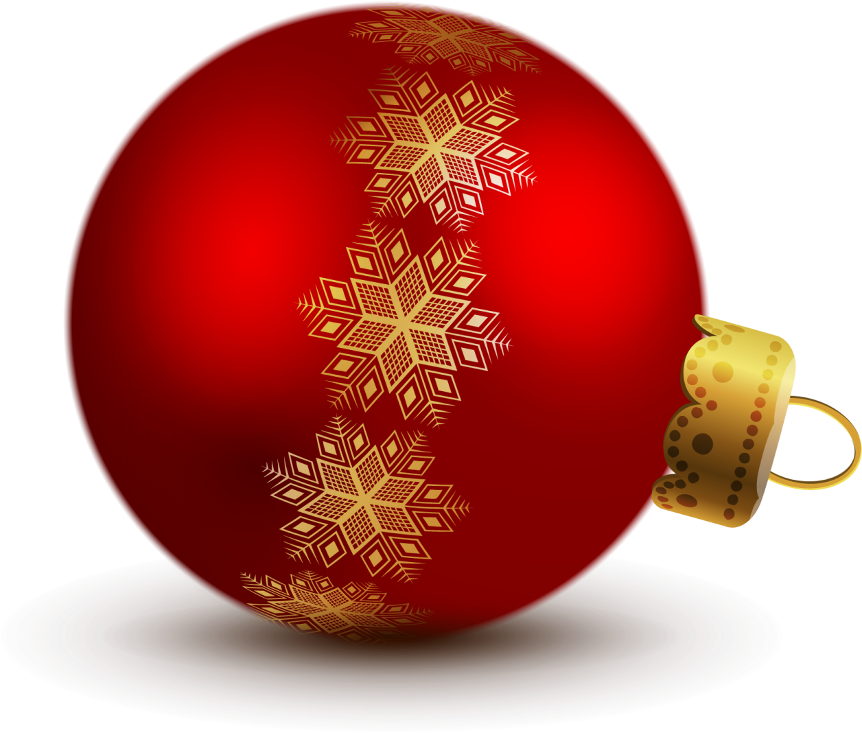 a red christmas ball with a gold orname on it