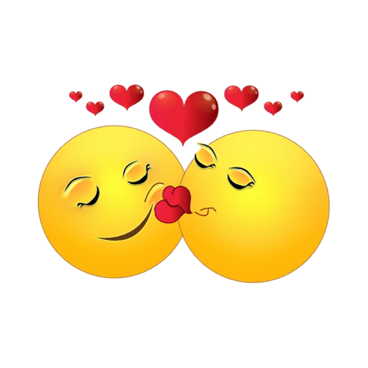 a couple kissing with hearts in the background