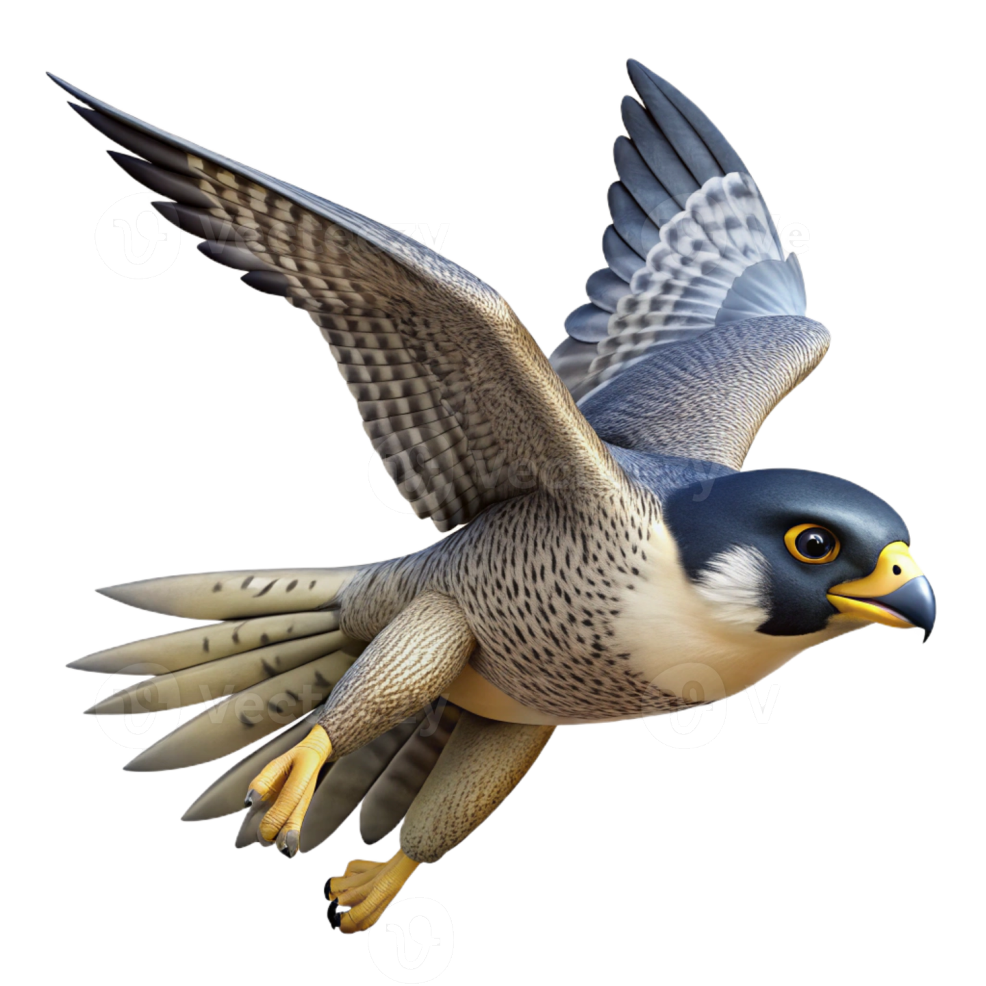 a bird flying with its wings spread out