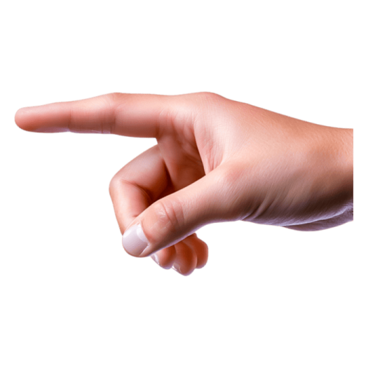 a person's hand pointing at something
