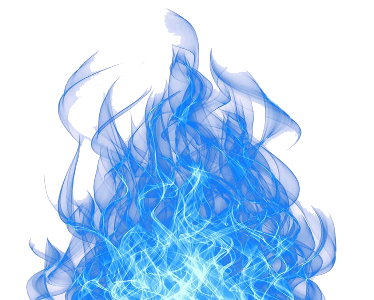 a blue fire on a white background