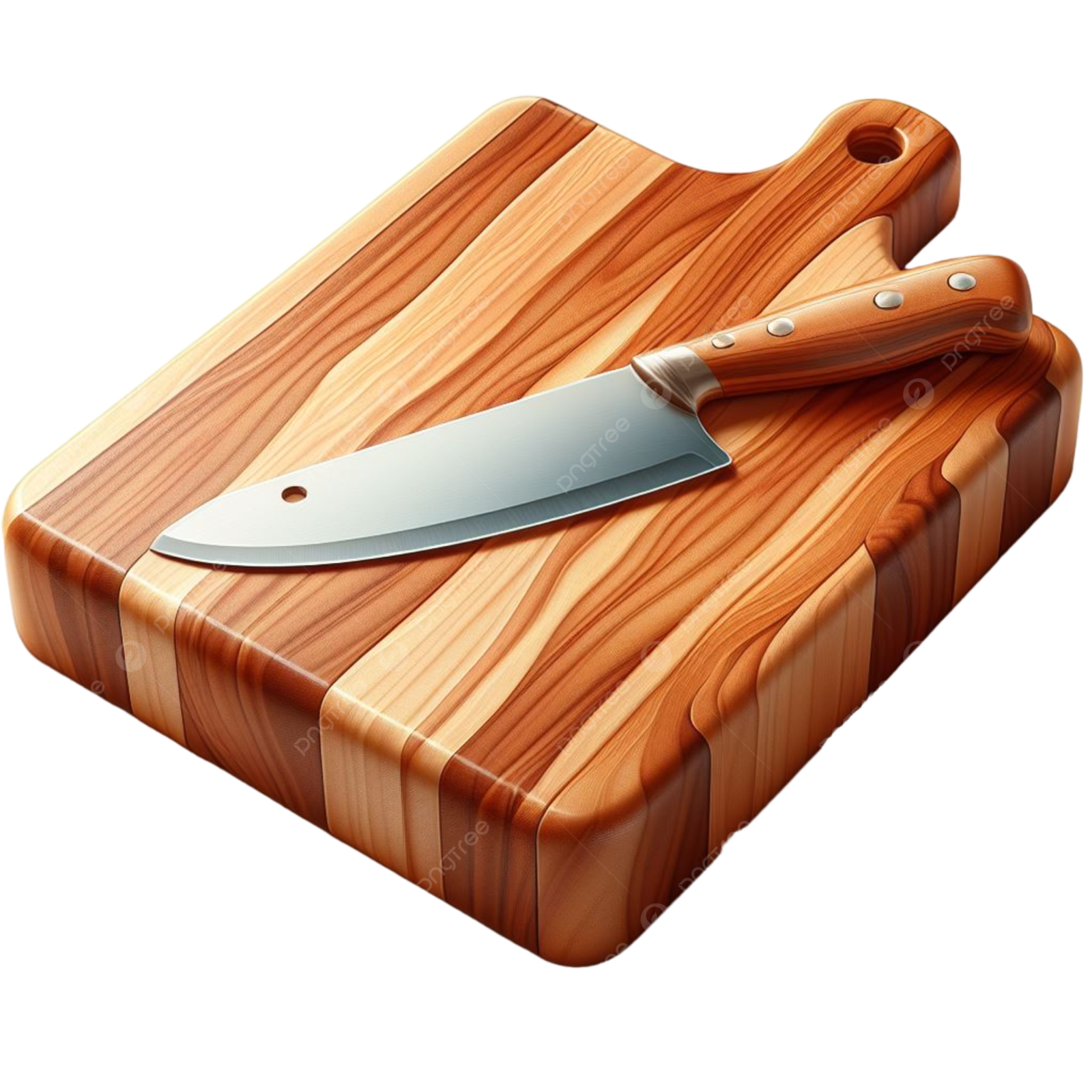 a wooden cutting board with a knife on it