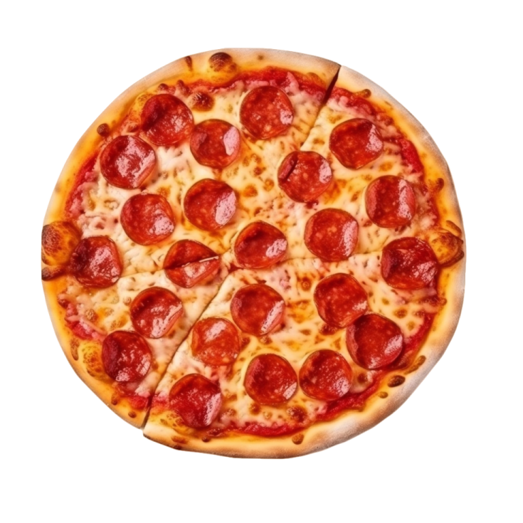 a pizza with pepperoni and cheese on it