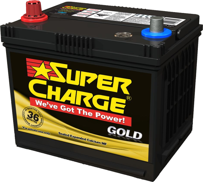 a car battery with the words super charge on it