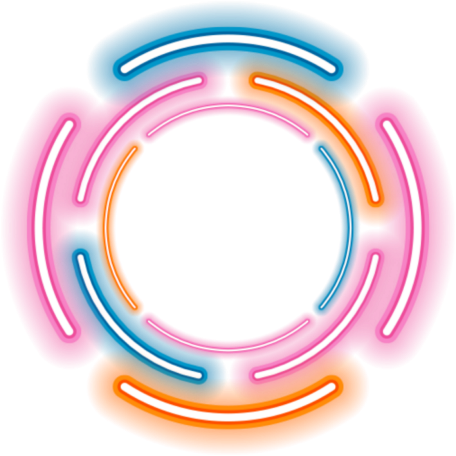 a circle with neons on it