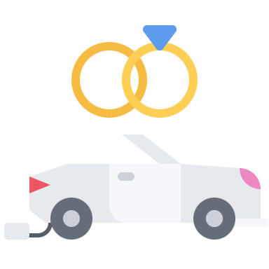 two wedding rings on top of a car