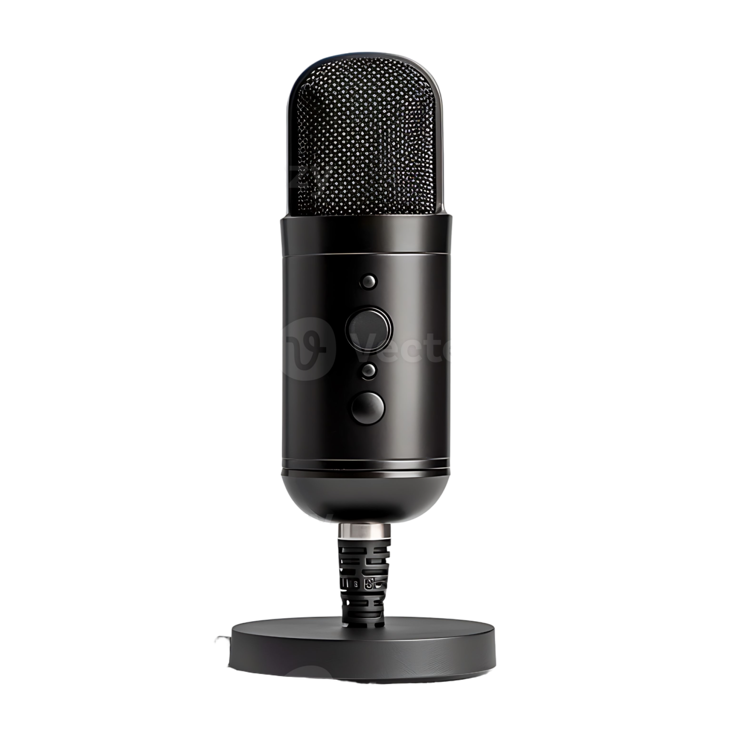 a black microphone on a white background
