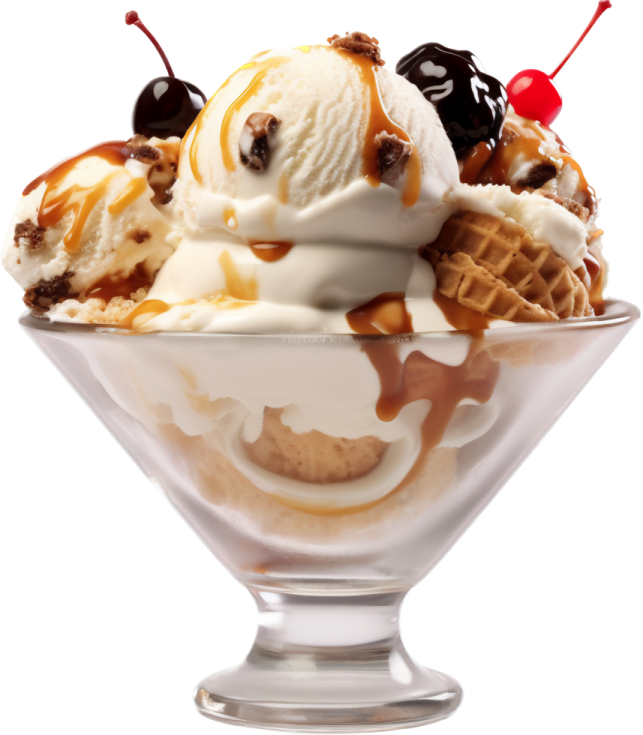 an ice cream sundae with a cherry on top