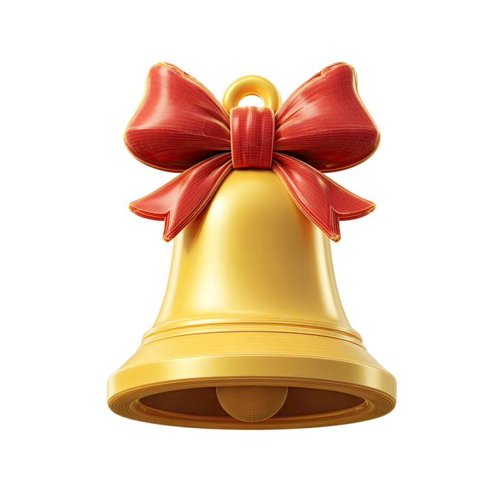 a bell with a bow on top of it