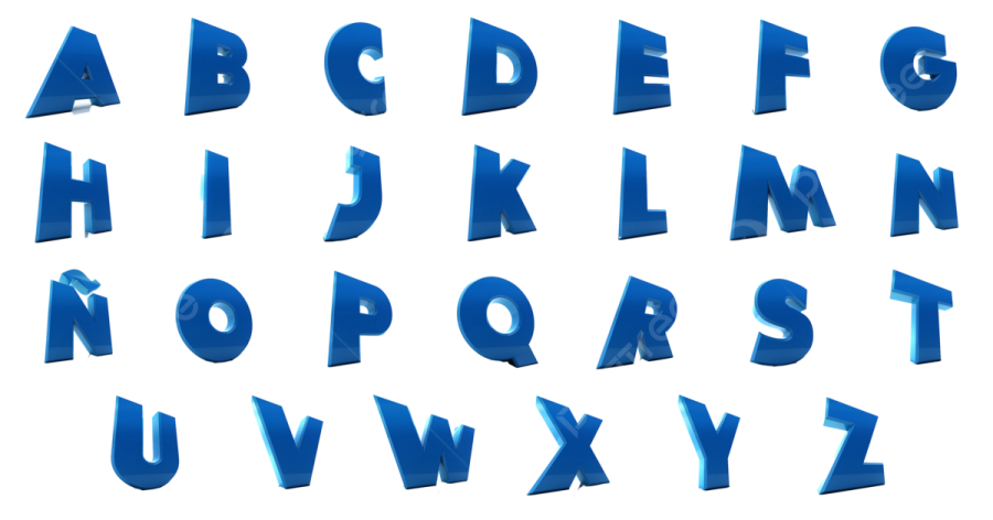 a set of blue 3d letters
