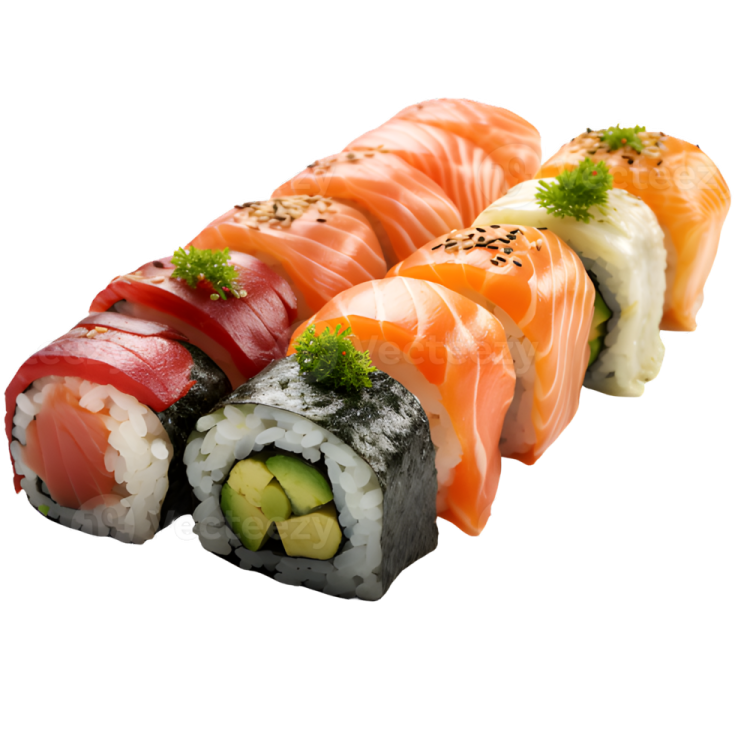 a piece of sui roll on a white background