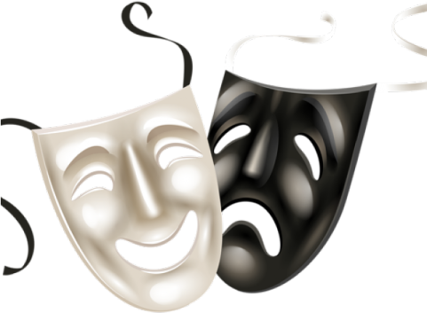 two black and white masks on a white background