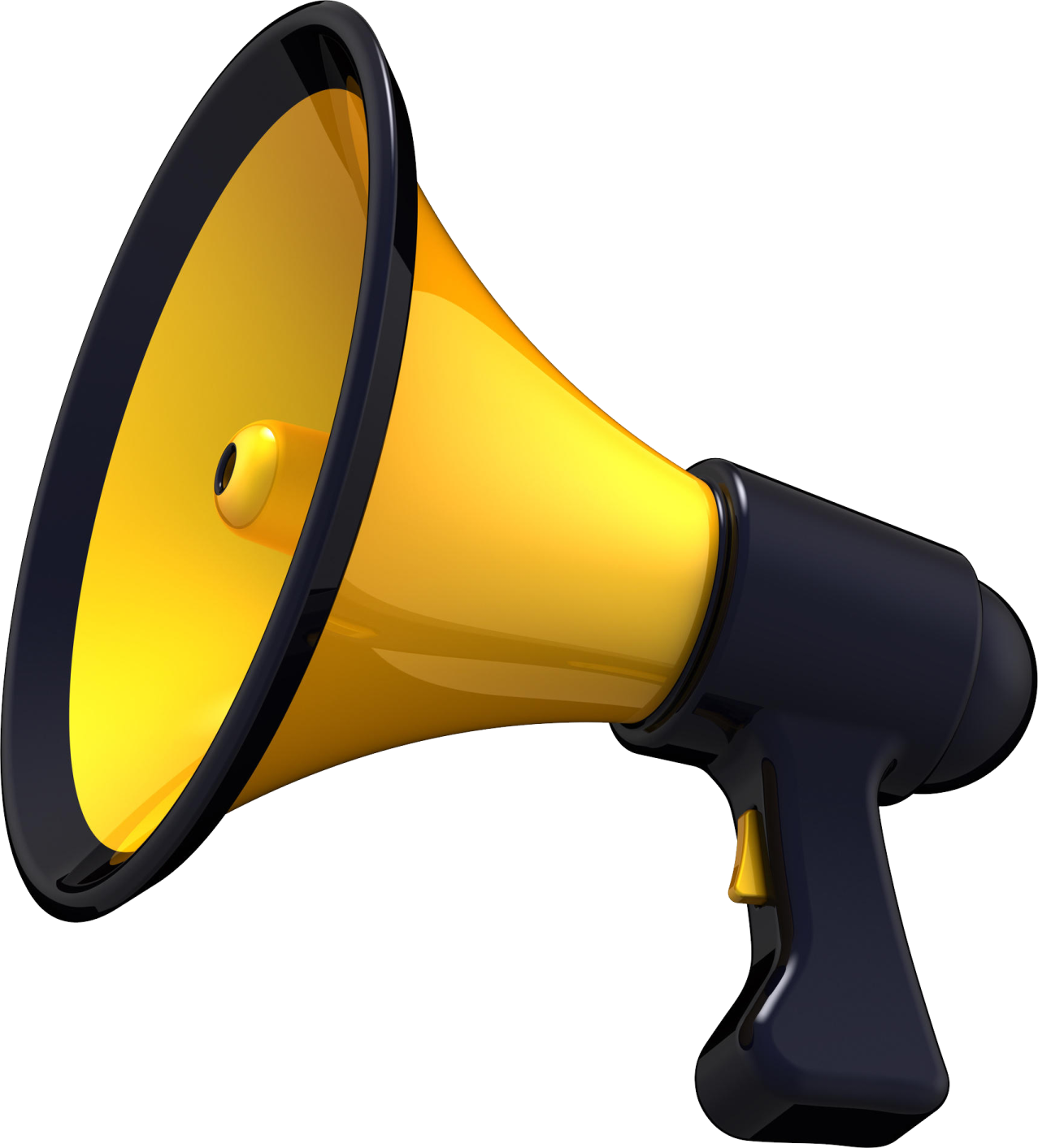 a yellow and black megaphone on a white background