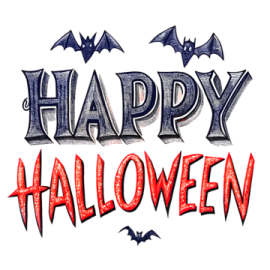 a happy halloween message with bats