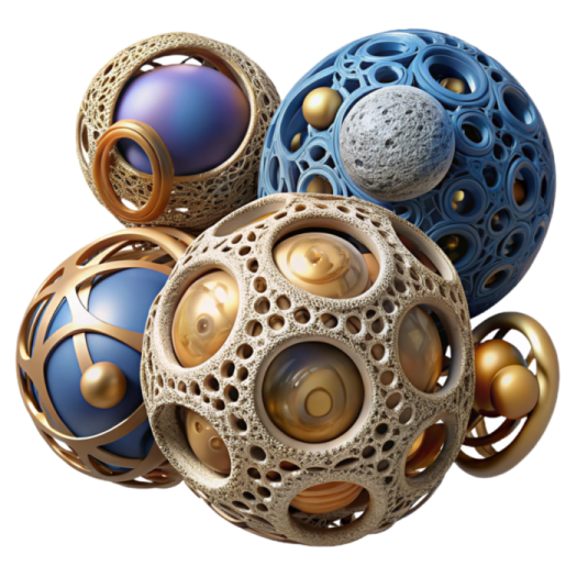 a pile of different colored spheres