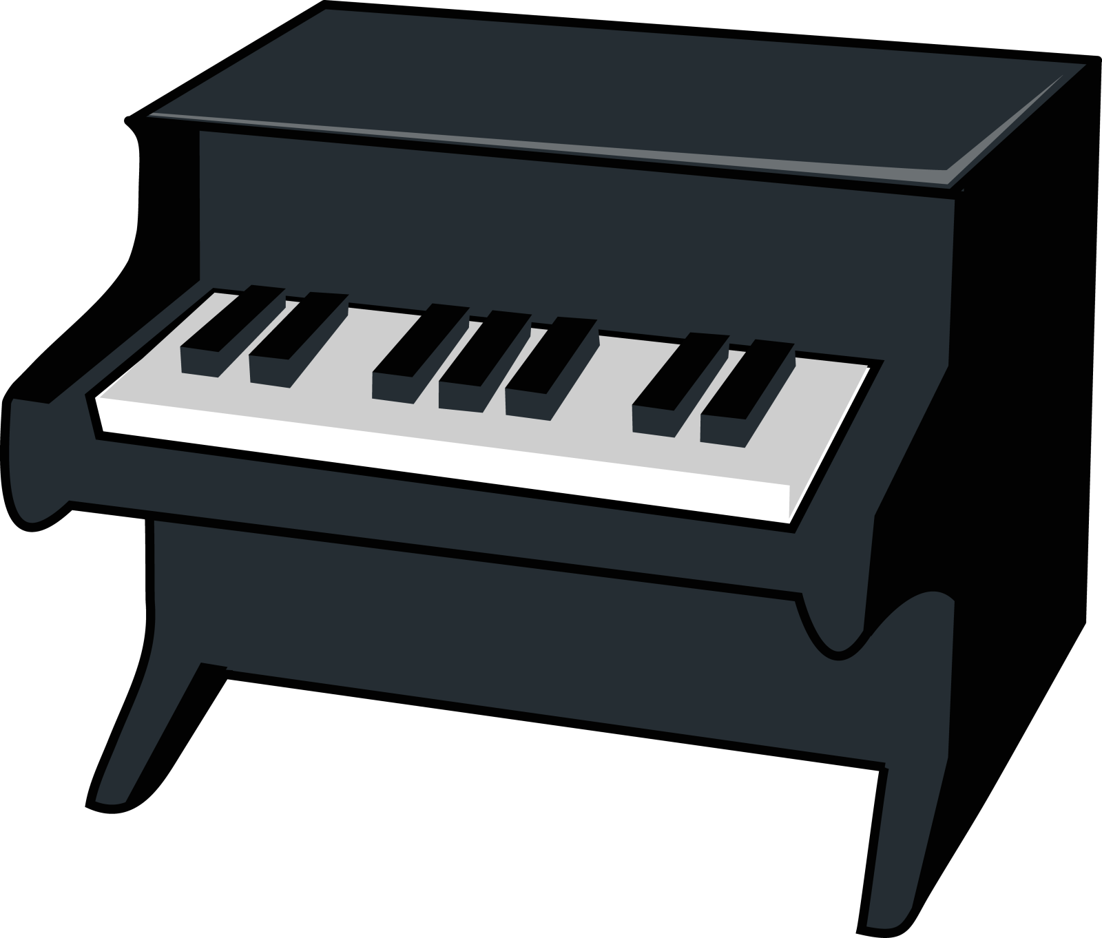 a black piano with white keys