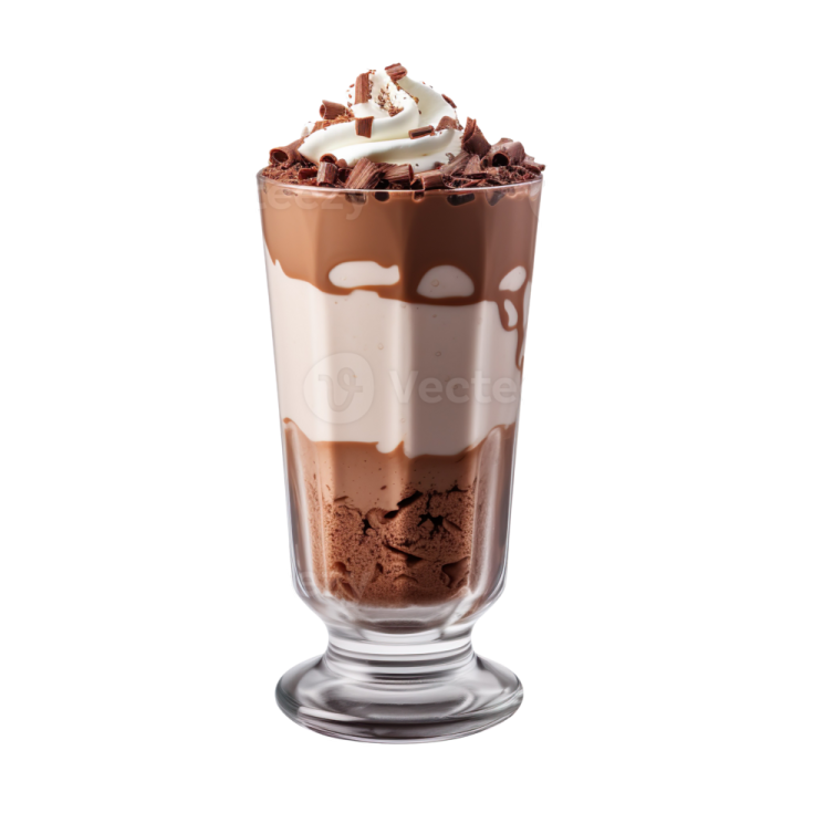 a glass filled with chocolate and whipped cream