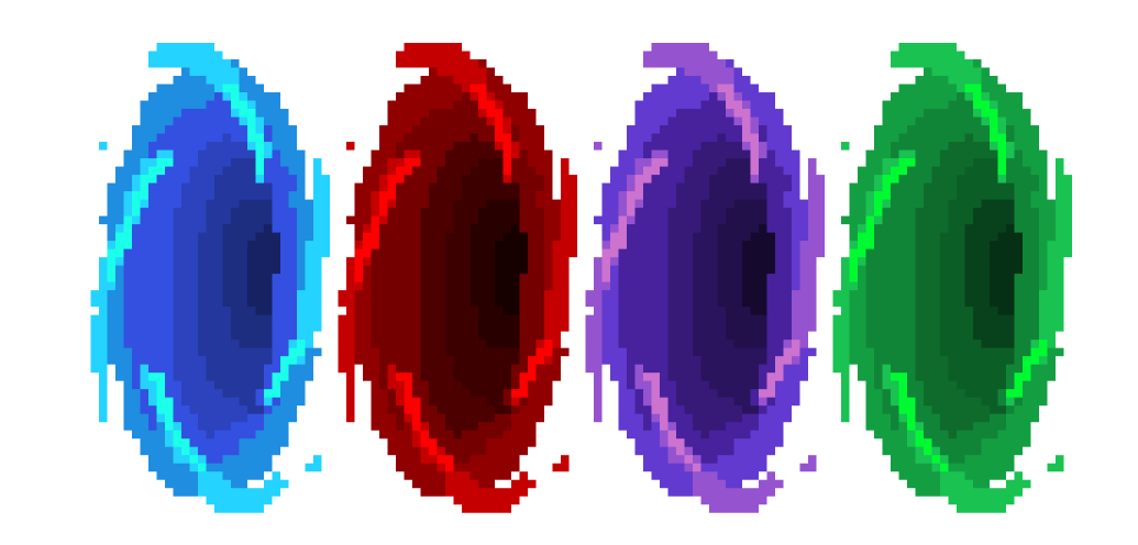 a set of three different colored surfboards