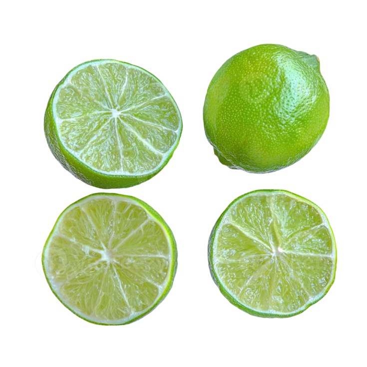 limes on a white background