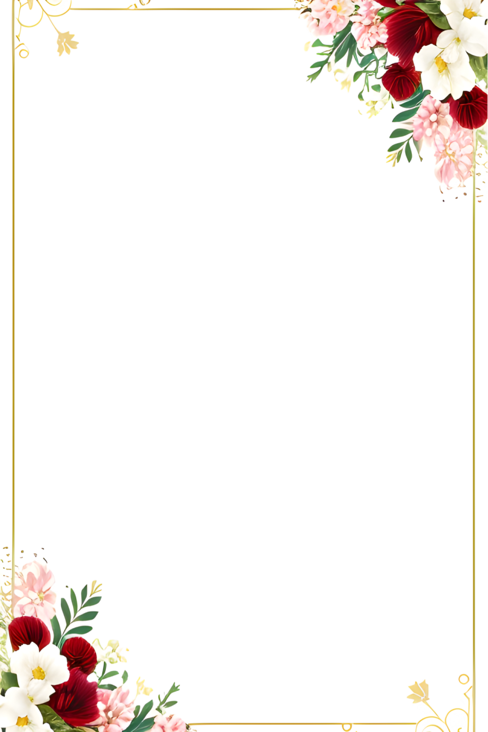 a floral frame with red and white flowers