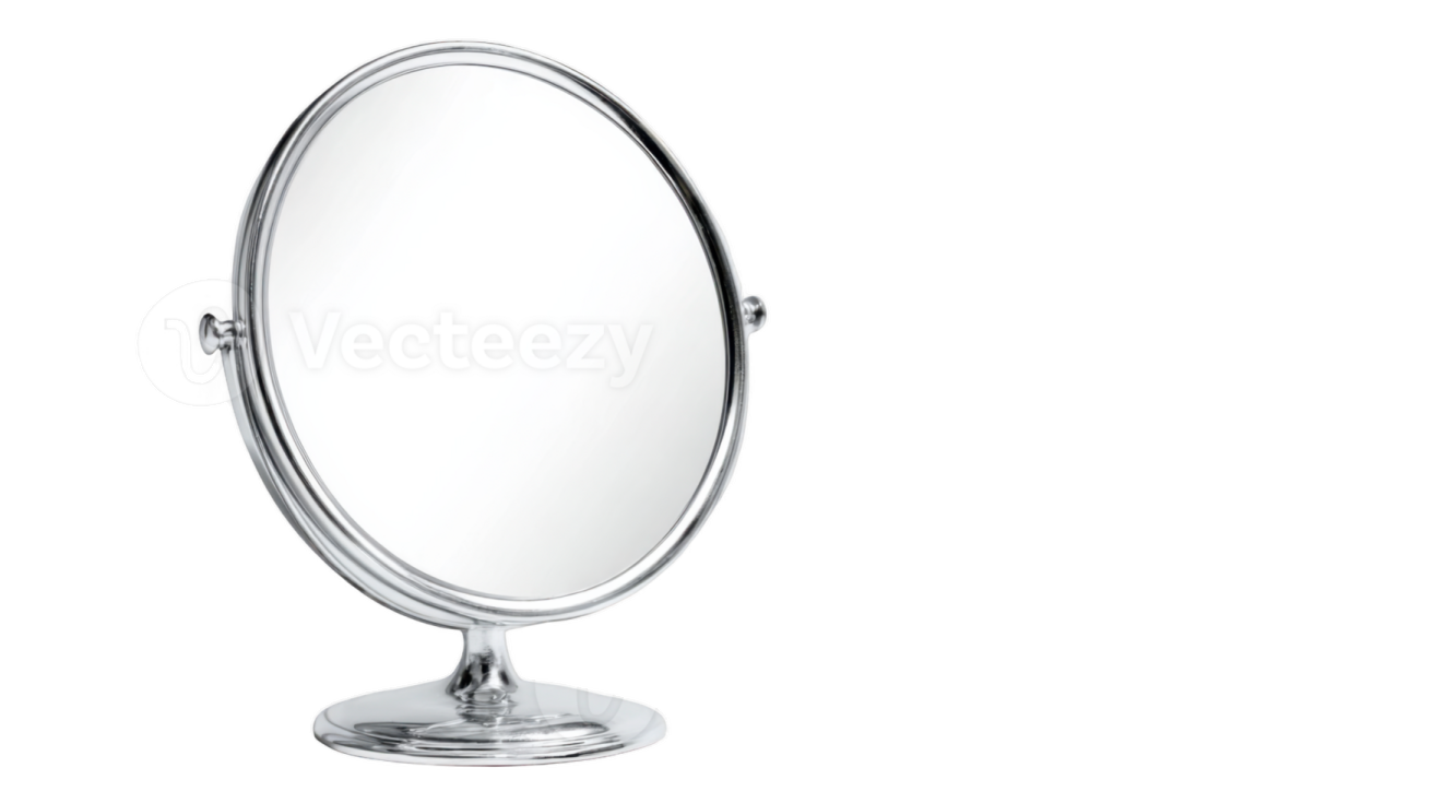 an oval mirror on a white background