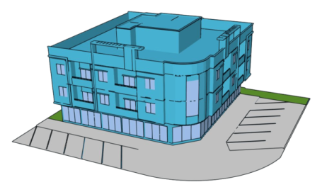 an image of a blue building