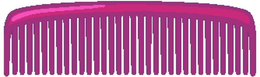 a pink comb on a white background