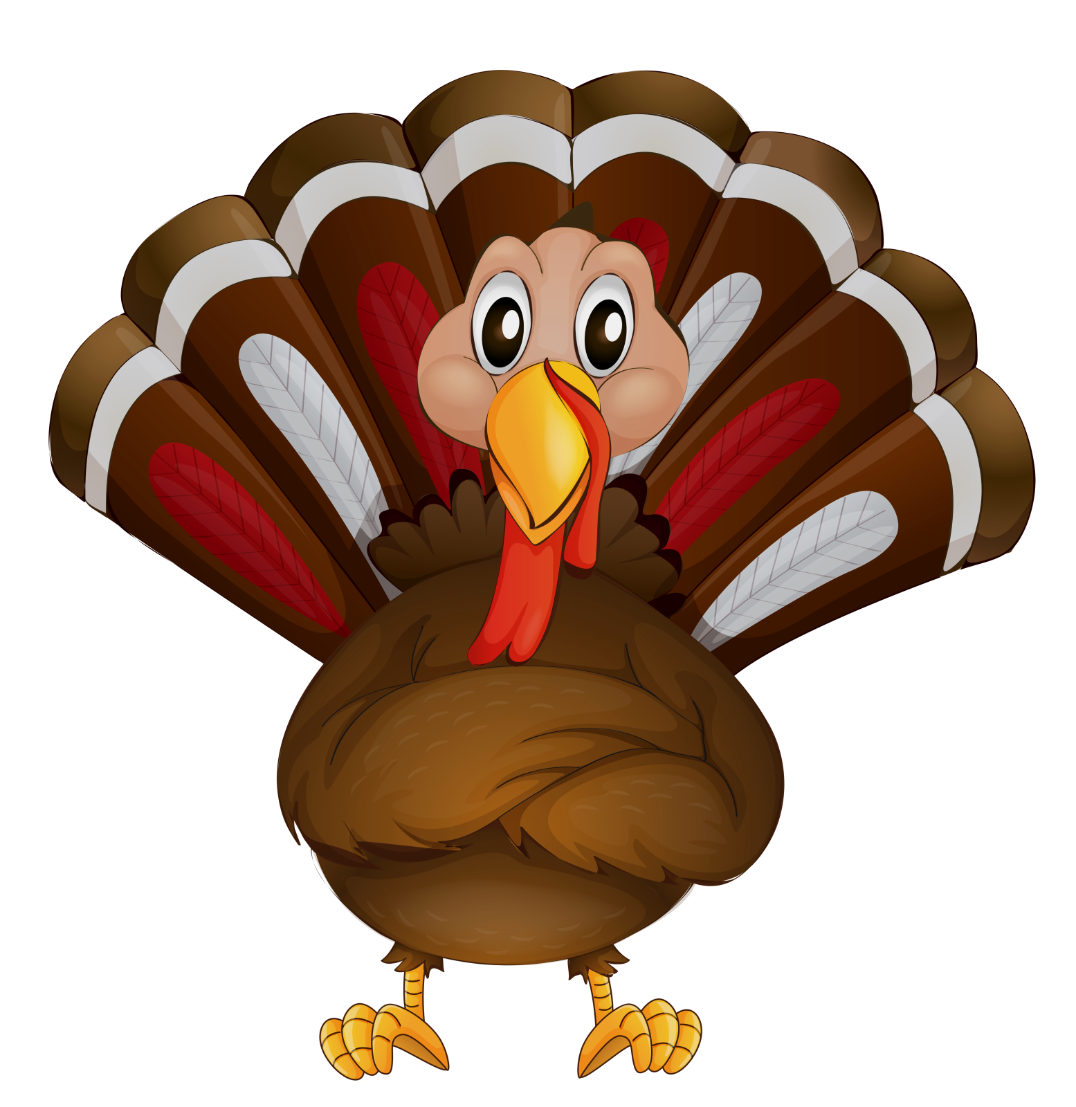 a cartoon turkey standing and smiling