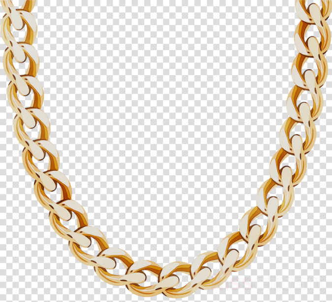 a gold necklace on a transparent background
