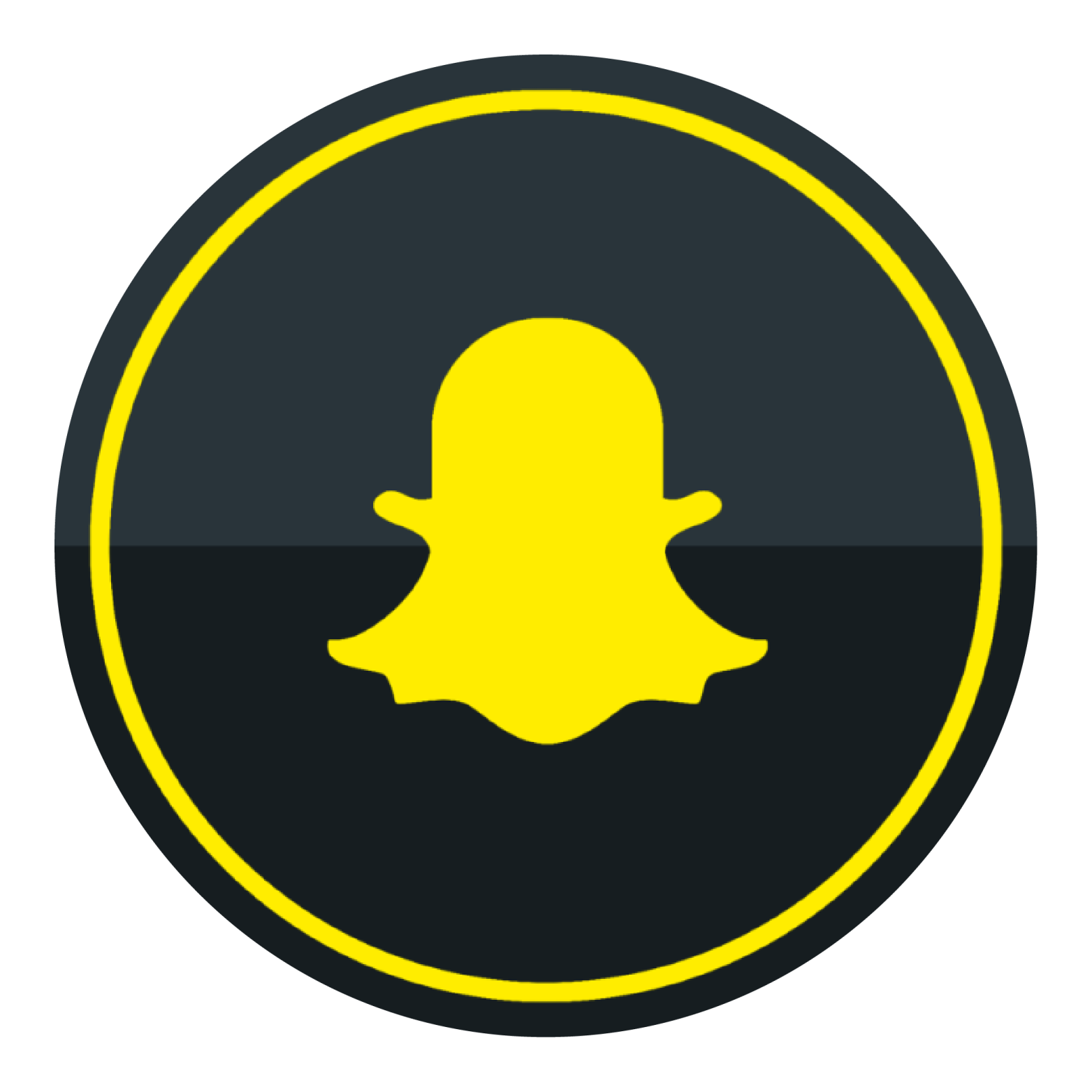 a black and yellow snap icon with a white background