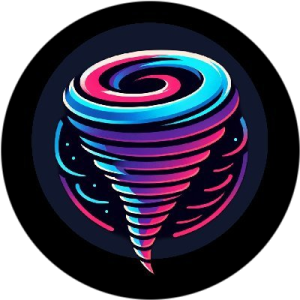 a black circle with an image of a spiral in the center