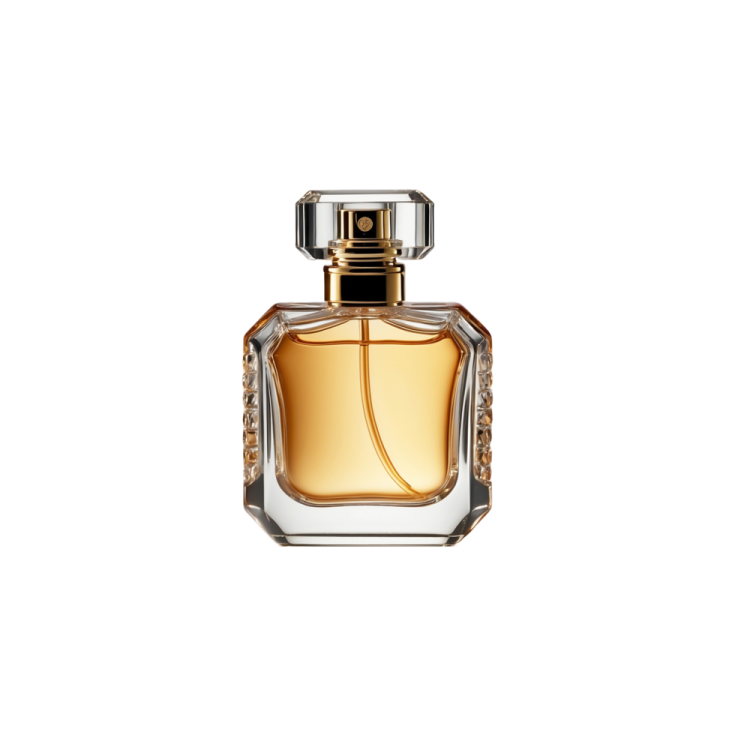 a bottle of perfume on a white background