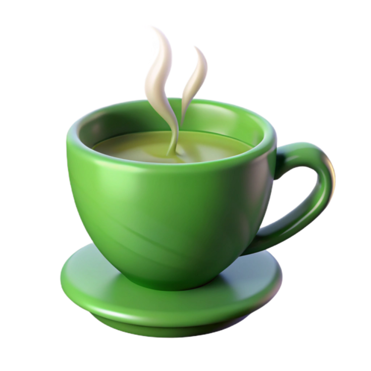 a green cup and saucer on a white background