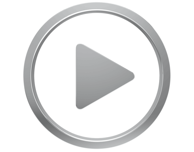 a silver play button on a white background