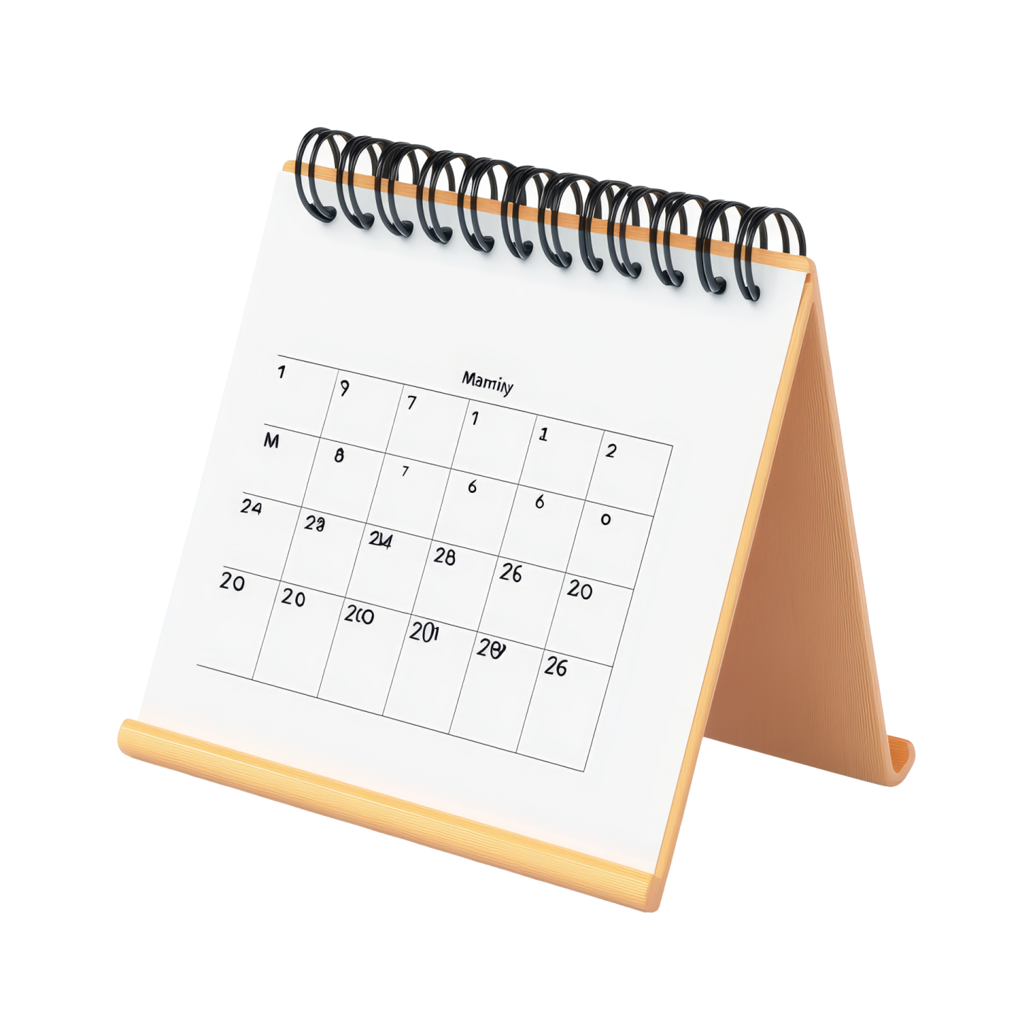 a calendar on a wooden stand