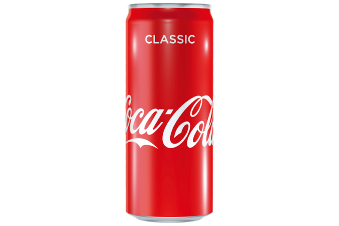 a red coca can with the word coca on it
