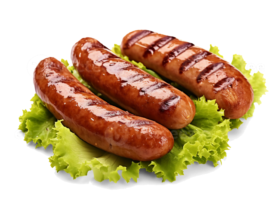 three hotdogs on a white background