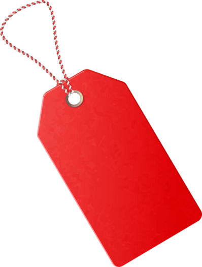 a red tag on a white background