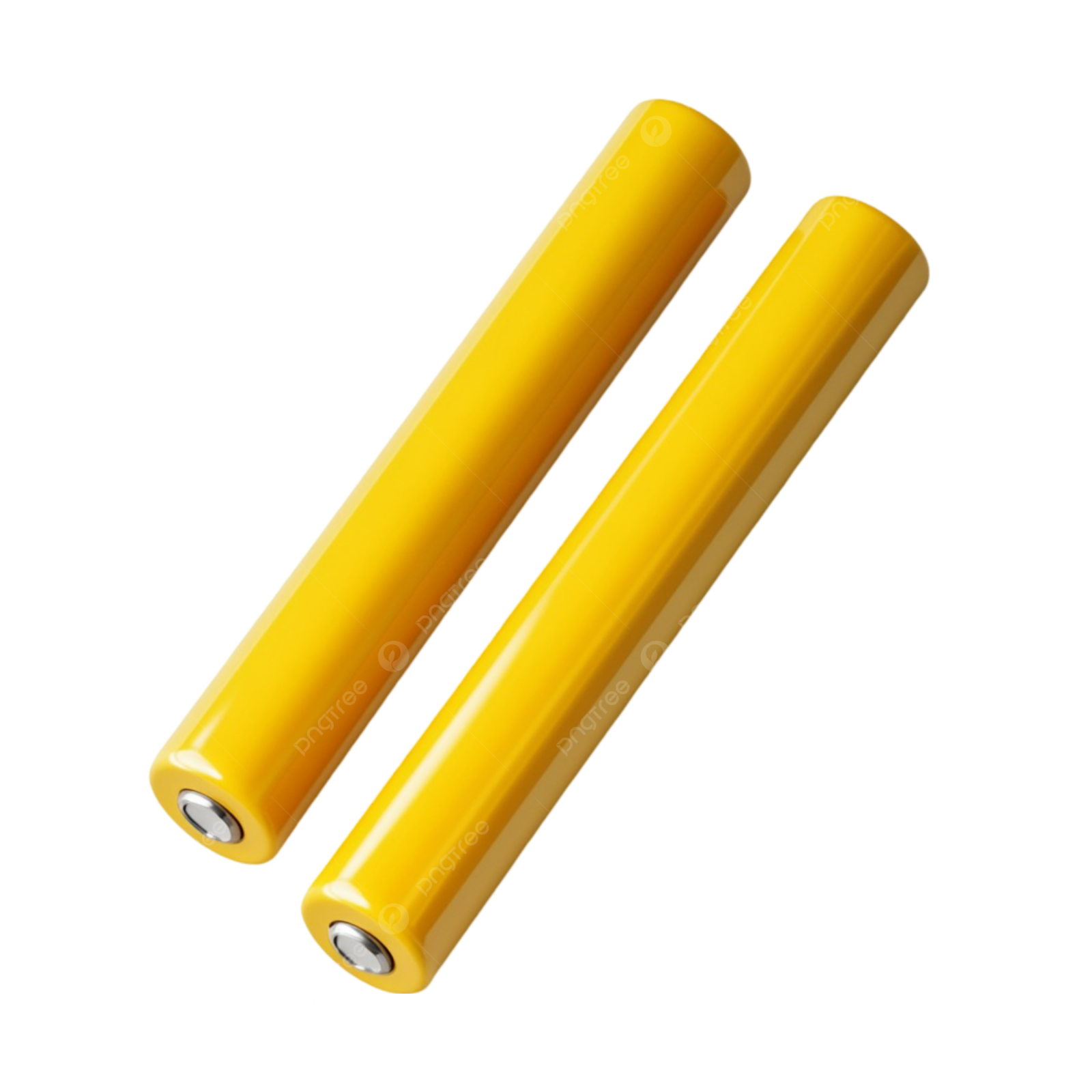 two yellow plastic rollers on a white background