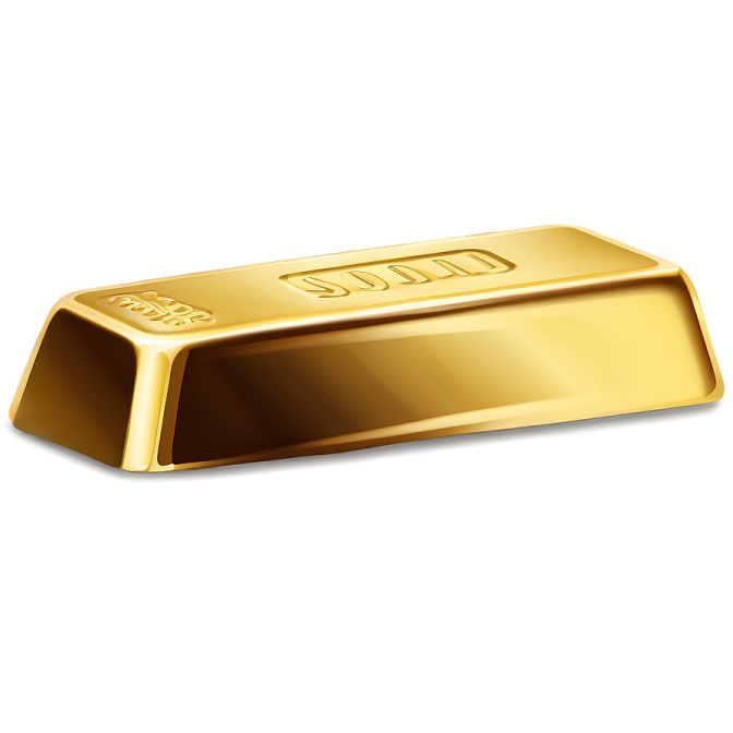 a gold bar on white background