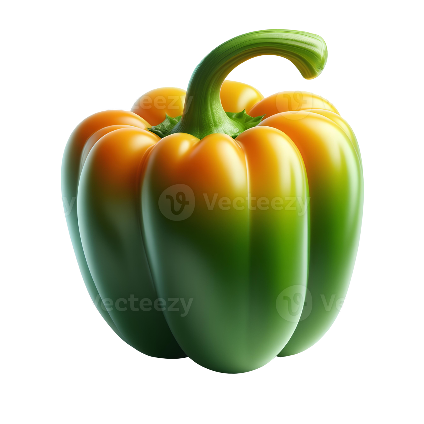 a green and orange bell pepper