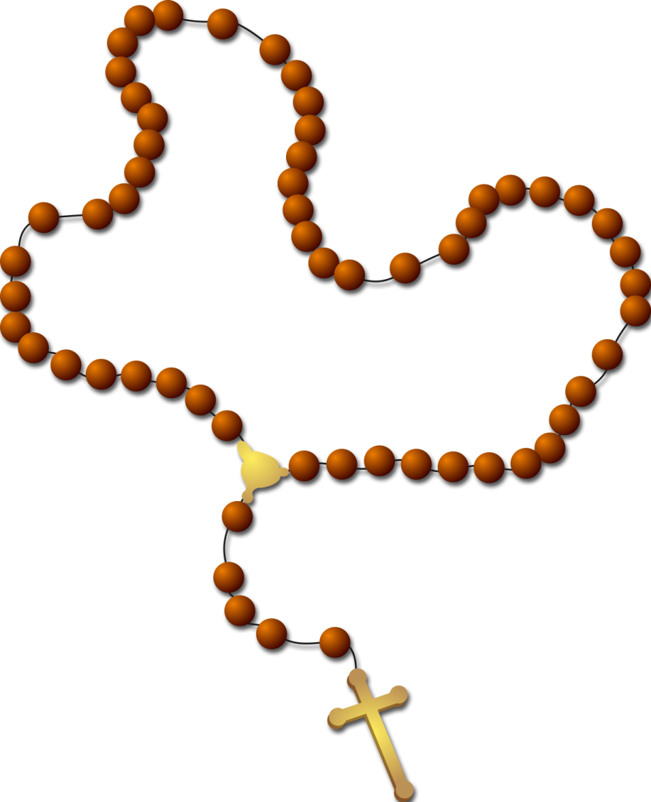 a rosary and a cross on a white background
