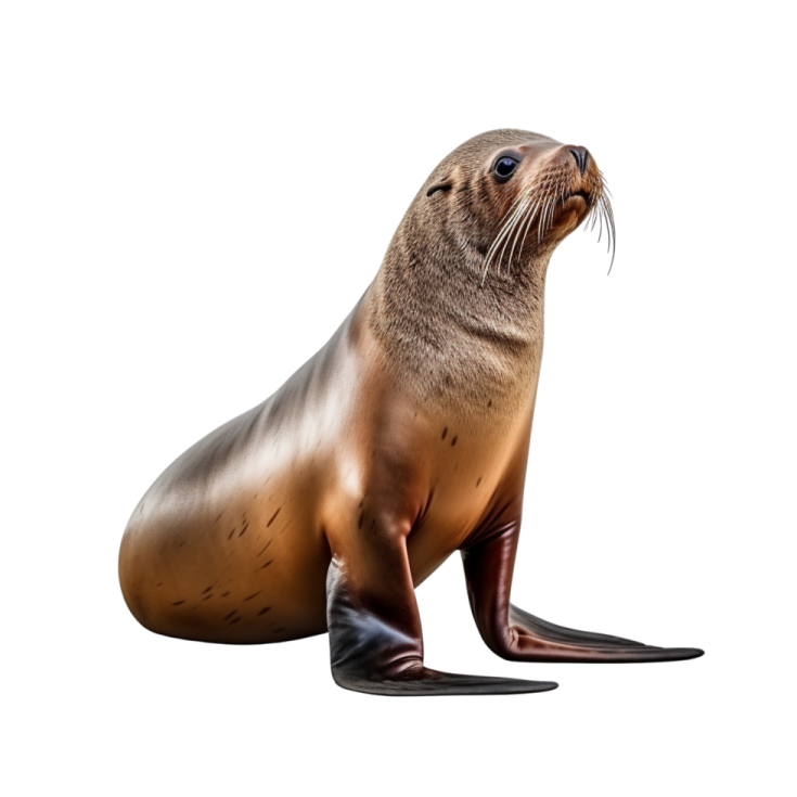 a sea lion on a white background