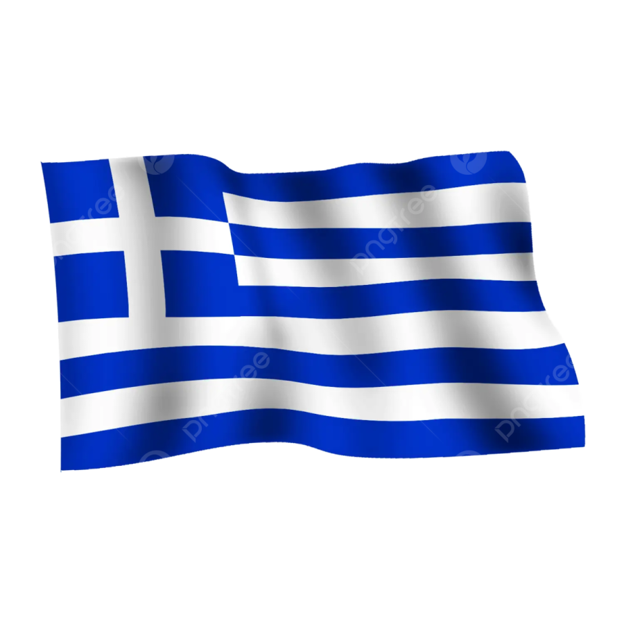 a greek flag waving on a white background