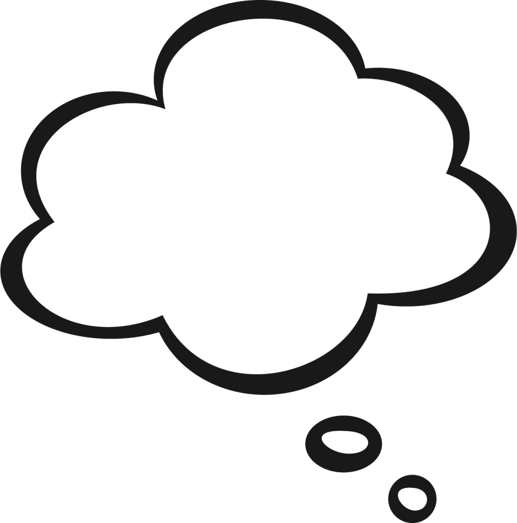 a black and white thought bubble