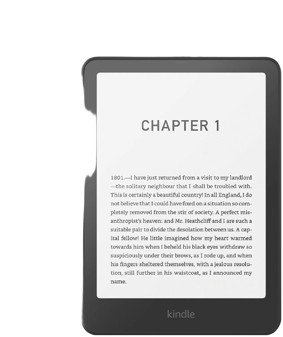 the kindle e - reader is shown on a white background